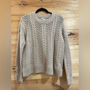 Madewell Beige/Taupe Windemere Sweater in Pointelle Knit Size M